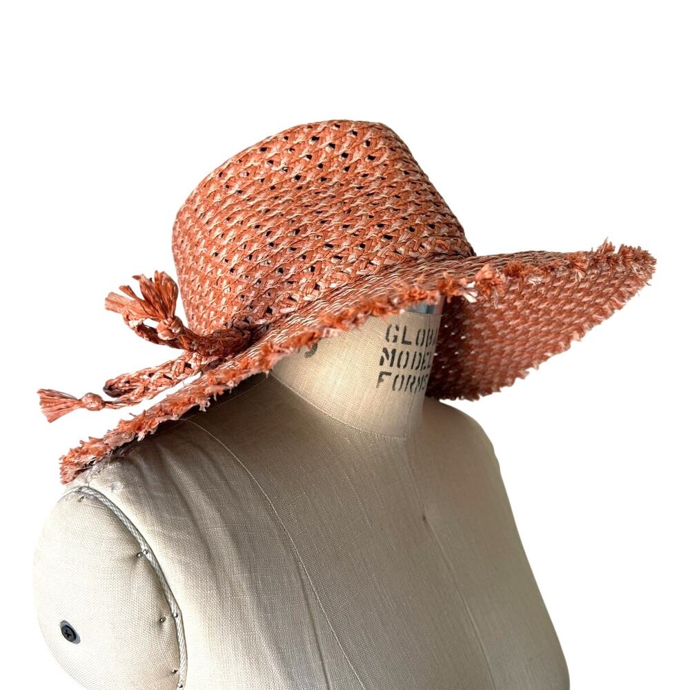 Eric Javits Raffia Sun Hat in Soft Orange Size Medium Vacation Beach